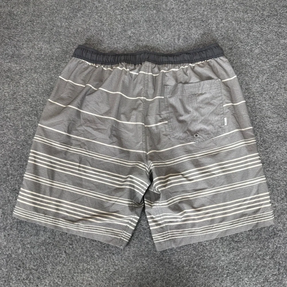 Vuori Mens Grey Striped Board Shorts Size L Performance Stretch Swim Trunks